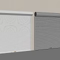 White And Gray Roller Shutters Installed Side By Side On Home Exterior Wall