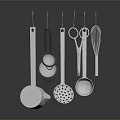 Stainless Steel Kitchen Utensils Hanging Set With Spoon Slotted Spoon Whisk And Strainer