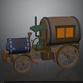 Vintage Steam Train Model With Barrel Shaped Car Green Roof And Orange Windows