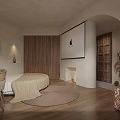 Modern Hotel Guest Room With Round Bed Bay Window And Cozy Interior Design