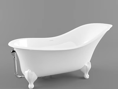 Elegant White Freestanding Bathtub With Classic Feet And Smooth Surface Design 3d model