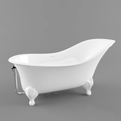 Elegant White Freestanding Bathtub With Classic Feet And Smooth Surface Design 3d model