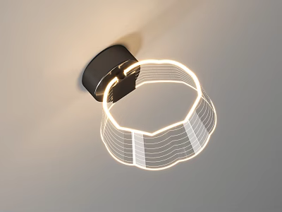 Modern Stylish Wall Lamp with Illuminated Ring Design for Contemporary Home Interior Lighting 3d model