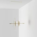 Modern Gold Chandelier Featuring Circular Rings Metal Frame and Hanging Decorative Beads