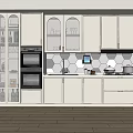 Modern Kitchen Interior With Glass Door Cabinets Built in Oven And Countertop Lighting