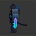 Game Movie Cat Warrior Character With Blue Black Armor And Glowing Swords