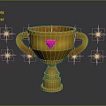 Elegant Golden Household Trophy With Pink Gem And Star Accents