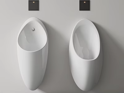 Sleek Modern White Wall Mounted Urinal with Sensor in Bathroom Interior Design 3d model