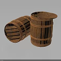 Rustic Wooden Barrels With Open Lid And Overturned Position Design Details
