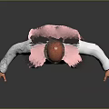 3D Render Character Wearing Pink Feather Decorated Coat White Top Strapped Pants And Silver Boots