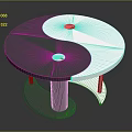 Modern Round Table Featuring Yin Yang Pattern Black And White Surfaces And Stable Support Base 3d model