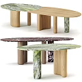 Various Modern Dining Tables With Marble Tops And Wooden Legs In Stylish Design