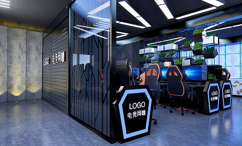 Industrial LOFT Internet Cafe Entertainment Internet Cafe 3d model