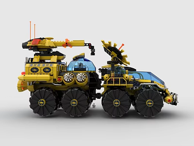 Large Building Blocks Vehicle Model With Multiple Wheels 3d model