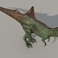Green Prehistoric Spinosaurus Reptile With Sail Like Back Sharp Teeth Standing Strong Limbs 3d model