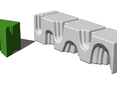 Green And White Public Chair With Modern Modular Design For Outdoor Areas 3d model