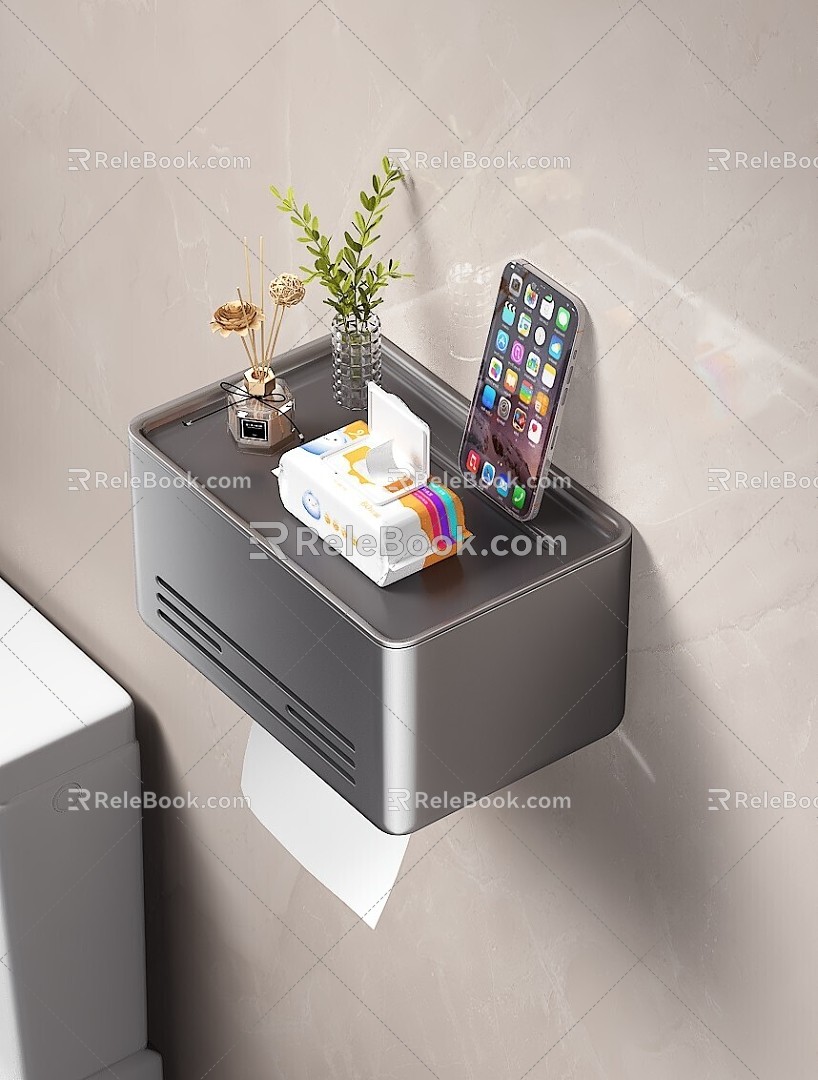 Toilet Supplies Tissue Box Paper Box Storage Rack Wet Wipes Green Planting Glass Bottle Vase Aromatherapy Mobile Phone Toilet Bathroom Storage 3d model