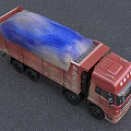 Red Dongfeng Daliu Dump Truck With Blue Tarpaulin And Senfeng Freight Logo