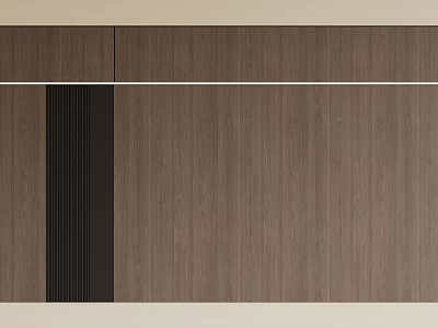 Modern TV Background Wall With Wooden Panel Brown Tone Vertical Stripes Design 3d model
