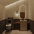 Public Restroom Modern Interior Design With Clean Sink Illuminated Mirror And Toilet
