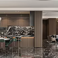 Modern Dining and Living Room Interior With Sofa Dining Table Crystal Chandelier And Decorative Panels