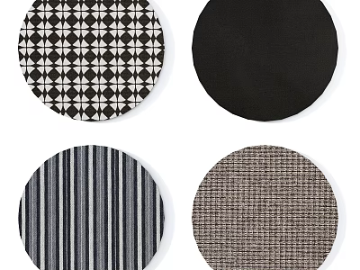 Round Rugs with Geometric Diamond Black Striped and Textured Patterns for Home Decor 3d model
