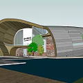 Modern Mengding Mountain Museum Building Featuring Curved Roof And Waterfront Greenery