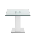 Modern Glass Top Dining Table With White And Black Geometric Base