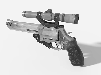Game Movie Character's Magnum Revolver With Scope And Black Grip Metal Weapon Prop 3d model