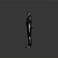 Tactical Gear Equipped Character Standing With Arms Outstretched Full Body Pose Against Gray Background