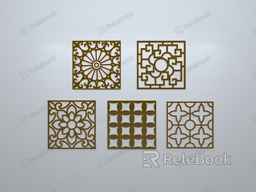 Chinese-style window grilles silhouette pane window sill border openwork window model