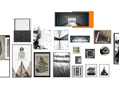 Diverse Modern Wall Art Prints For Home Decor With Abstract Geometric And Nature Designs 3d model