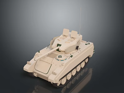 Light Colored Armored Tank 3D Render With Turret And Antennas 3d model