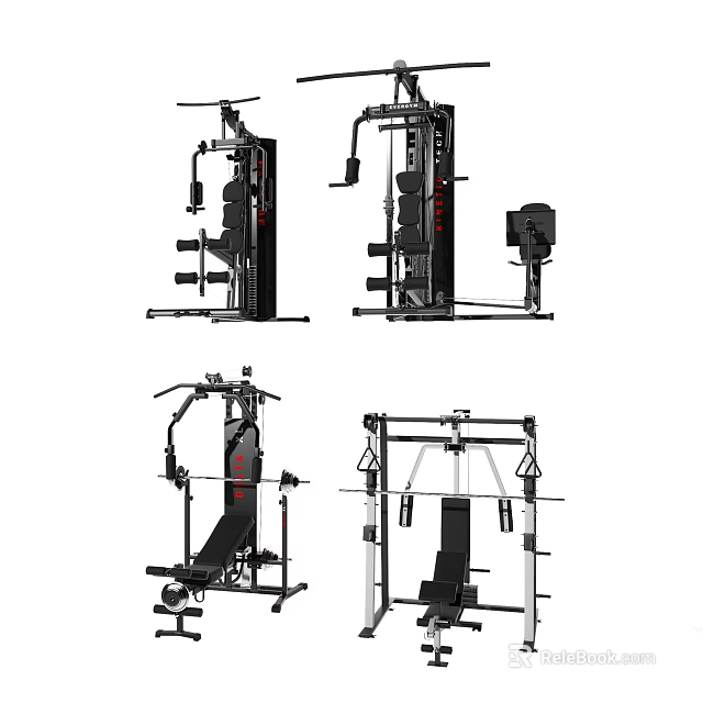 Professional Home Gym Sports Equipment Set With Smith Machine And Cable System 3d model 