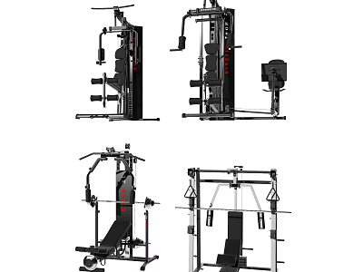 Professional Home Gym Sports Equipment Set With Smith Machine And Cable System 3d model