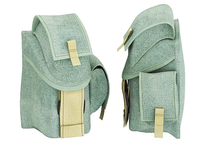 Light Green Canvas Bag With Multiple Pockets Flap Closure And Adjustable Straps 3d model
