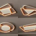 Modern Ceiling Lights With Different Geometric Shapes Orange Borders And White Panels 3d model