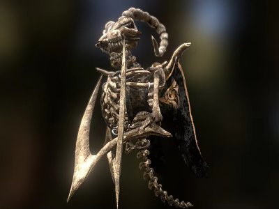 Skeletal Dragon Game Movie Character With Metallic Structure And Intricate Bones 3d model