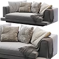 Modern Linen Double Sofa With Patterned Pillows And Knitted Throw 3d model