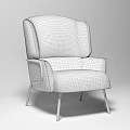 Modern Elegant Single Sofa With Pink And White Velvet Upholstery And Copper Metal Legs