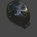 Black Helmet With Smooth Surface Transparent Visor And Side Knob Vent Holes