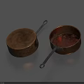 Vintage Copper Cookware Two Piece Set With Handles Old Rustic Design 3d model