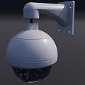 White Dome Shaped Security Surveillance Camera Wall Mounted With Bracket 3d model