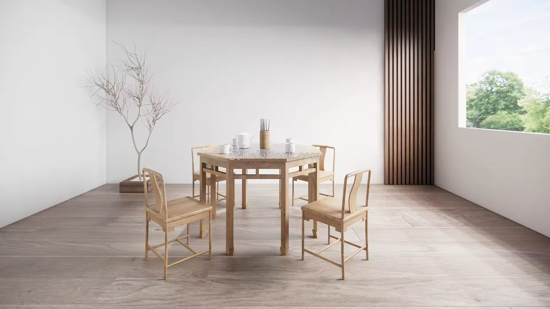 New Chinese Dining Table and Chair Combination Dining Table and Chair 3d model