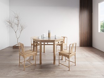 New Chinese Dining Table and Chair Combination Dining Table and Chair 3d model