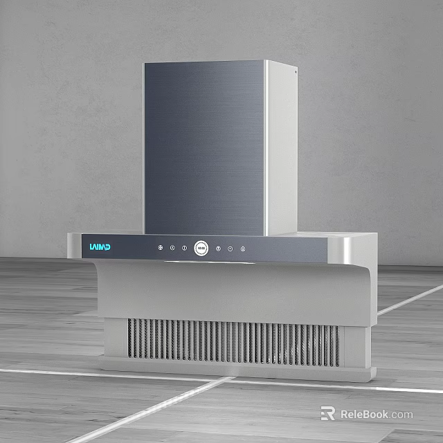 Kitchen Appliance Modern Range Hood With Silver Finish Control Panel And Sleek Design 3d model 