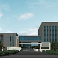 School Campus Buildings Including High Rise Teaching Tower Athletic Stadium And Green Surrounding Trees