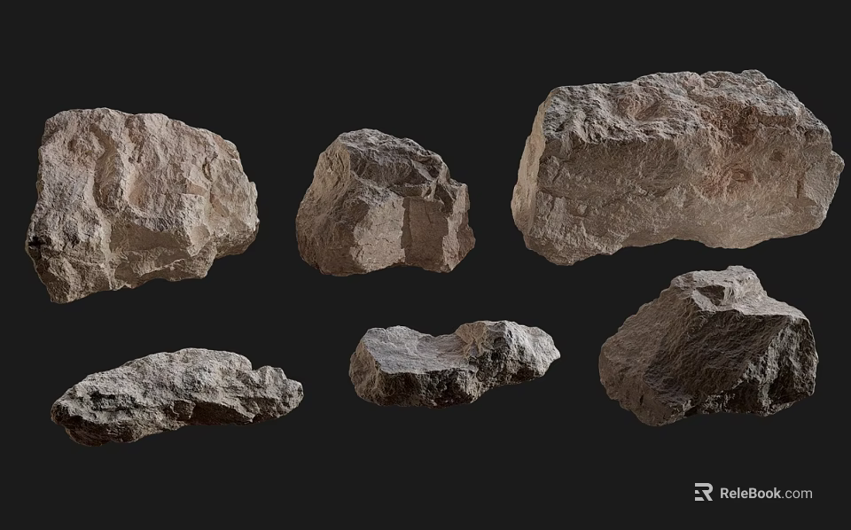 Natural Stone Specimens With Various Shapes And Textures For Decorative Use 3d model