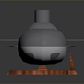 Gray Submarine Model Displayed On Wooden Base With Detailed Hull And Small Hatches