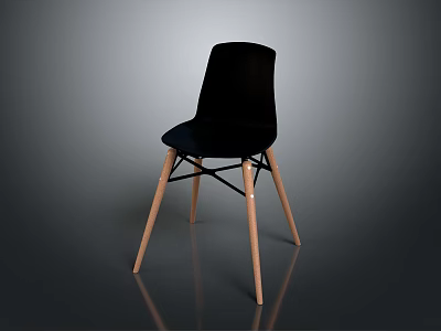 Modern Black Velvet Chair With Wooden Legs And Stylish Modern Design 3d model